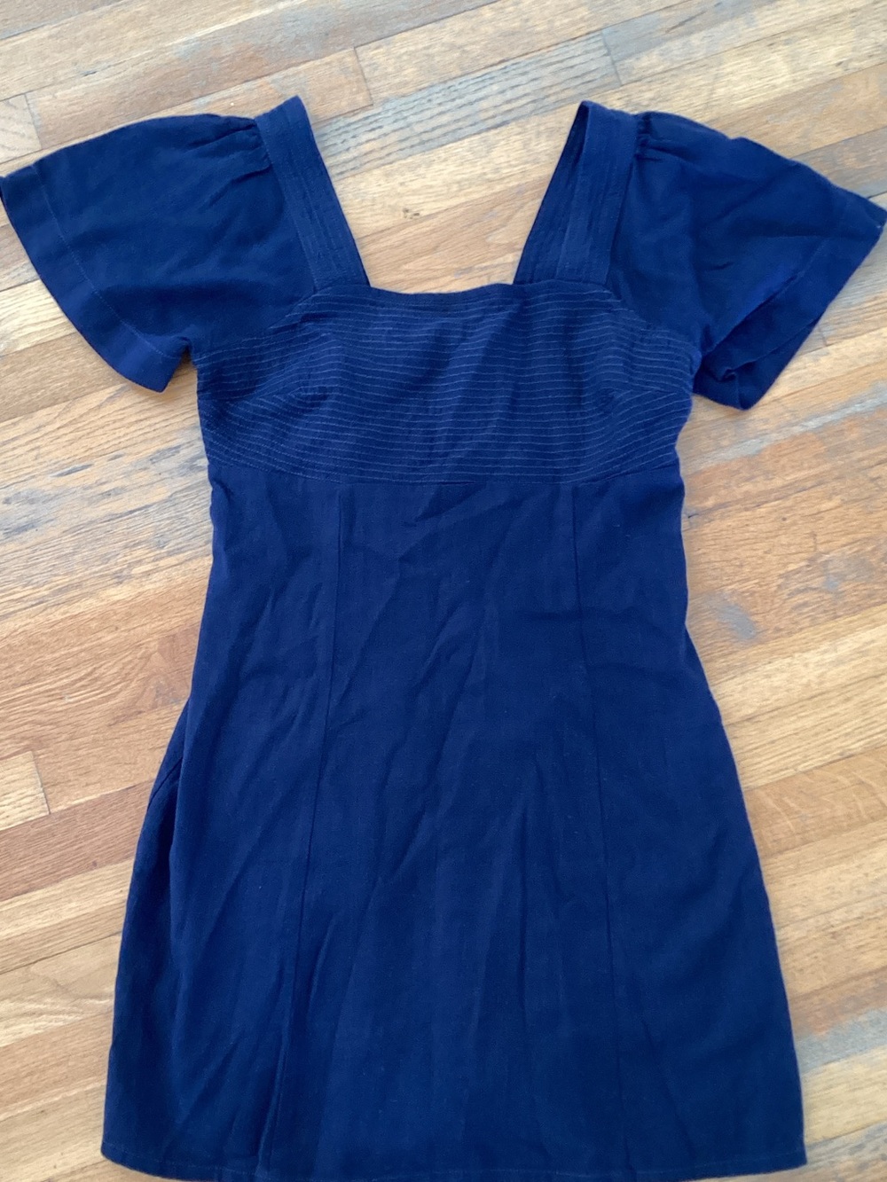 OAK + FORT Navy Square-Neck Mini Dress
